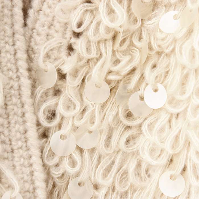 手工亮片宽松毛衣棒针短女开衫外套_常州服装