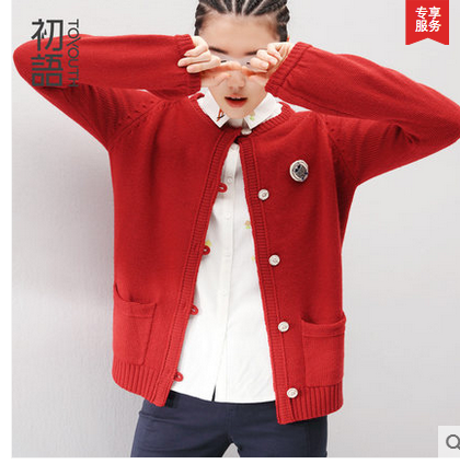 <em>初语</em>秋冬装新款<em>女装学生</em>清新毛衣女宽松显瘦V