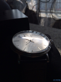 韩国购99新CK真皮腕表转让,支持专柜验货,假