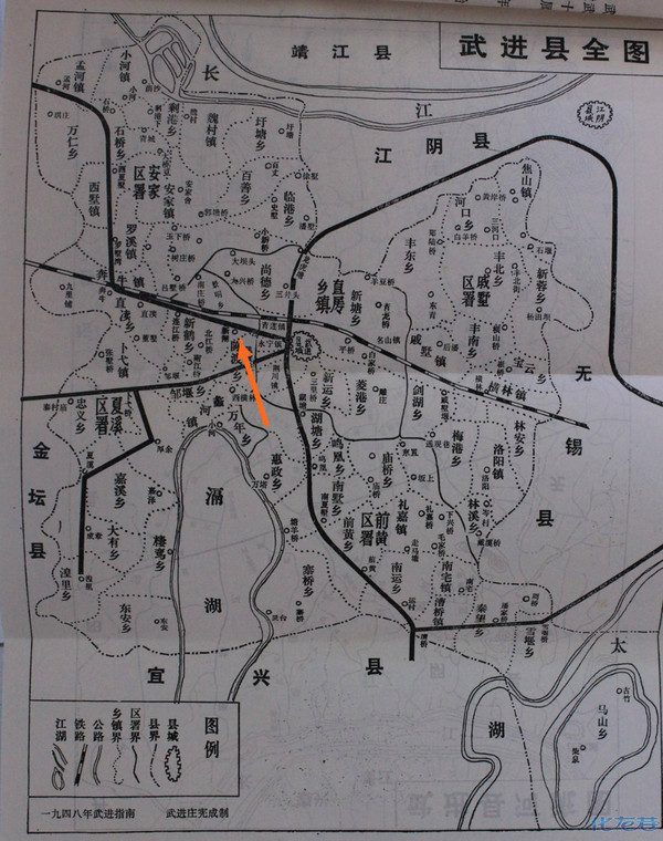 这是解放前1948的武进地图,请看新闸老街还在运河南面,那黑色的粗线图片