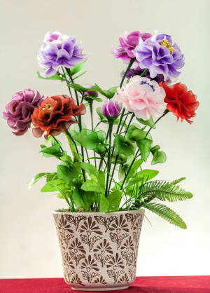 一加手工坊花卉_花博会部分残疾人手工展品