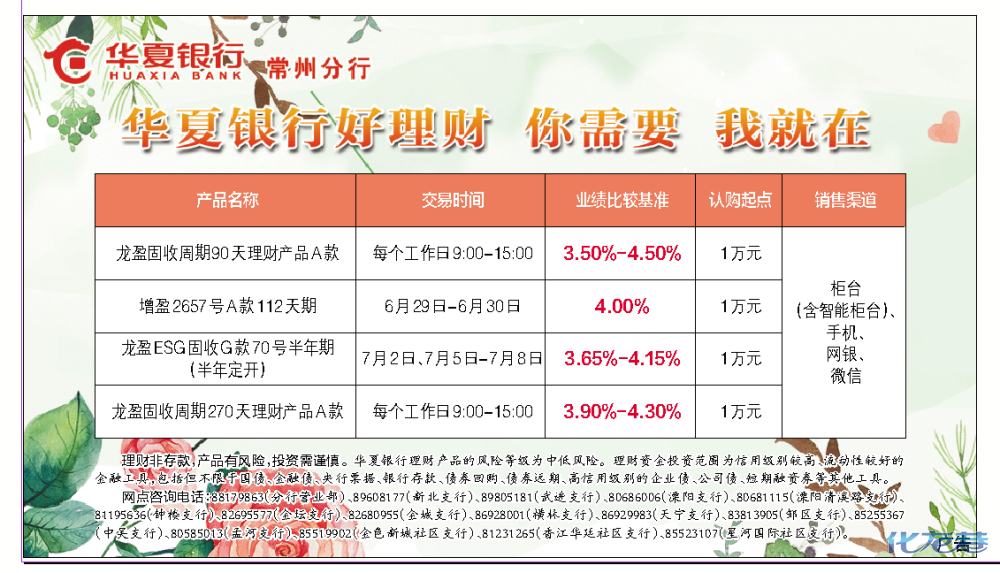 华夏银行送你一份最新理财宝典,请查收